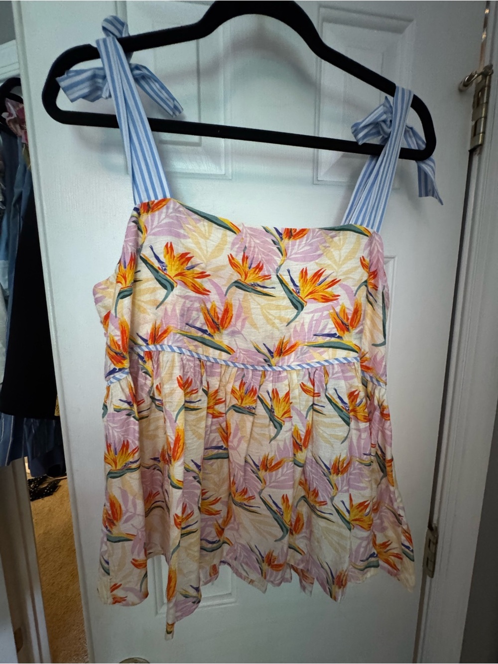 THML Tropical Bird of Paradise Tank with Blue Stripe Tie Straps